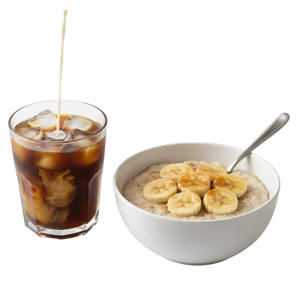 Café frío + avena + banano
