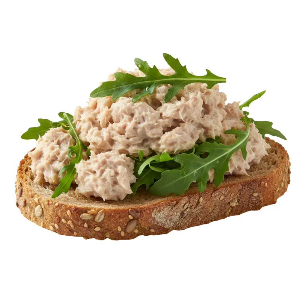 Tostada integral con atún y rúcula
